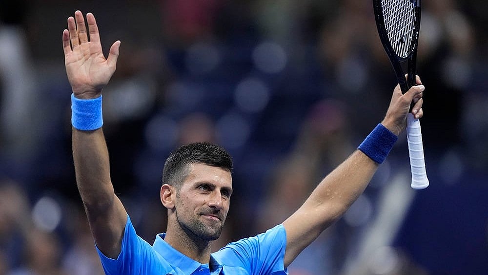 File : Novak Djokovic celebrates after winning a match